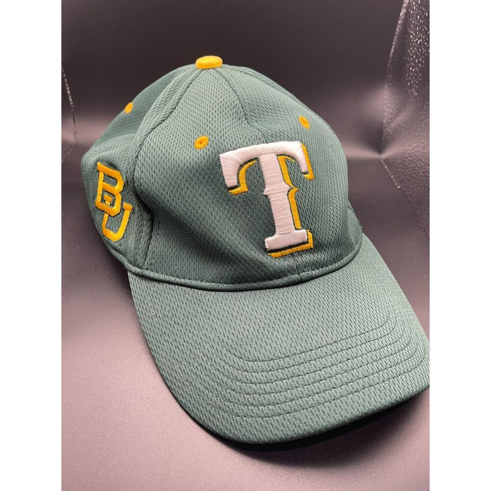 Texas Rangers x Baylor Bears Snapback Hat Green Gold BU Fox Sports Southwest SGA